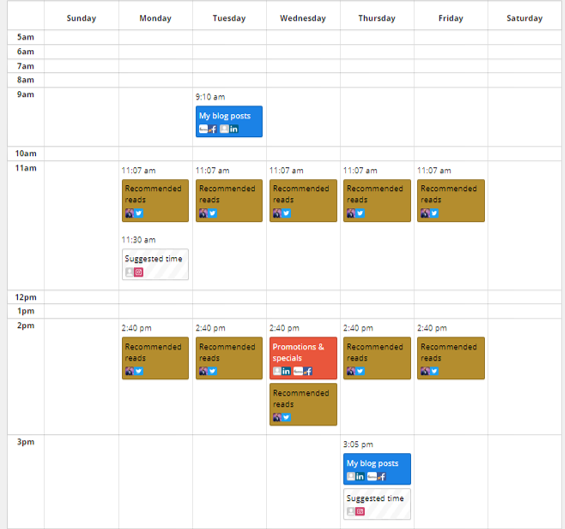 MeedtEdgar's calendar with publication times for content