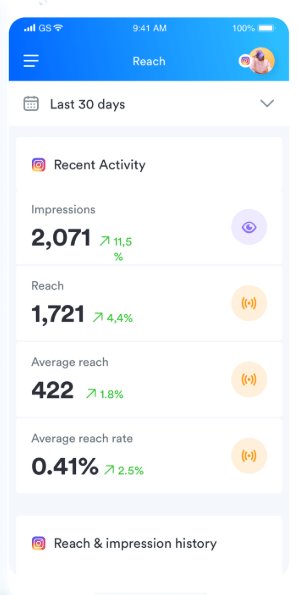Screenshot of Iconosquare reports for social media analysis.