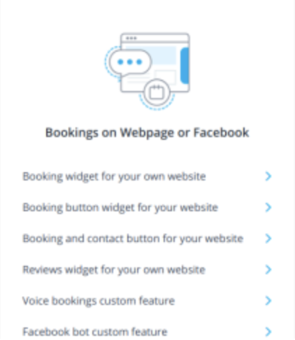 The options to add booking buttons or widgets.