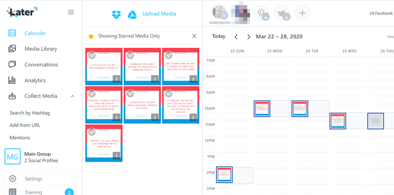 Screenshot of Later Calendar View