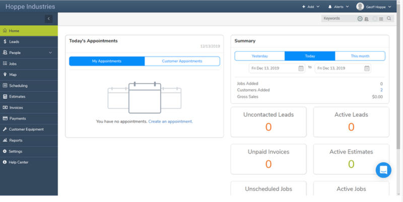 A screenshot of mHelpDesk’s home dashboard.